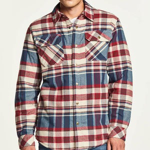 Wholesale Logo Style <b>Men's</b> Anti-Wrinkle Zipper Fleece Lined Flannel Quilted Plaid <b>Thermal</b> Casual <b>Shirt</b> - Product Image 3