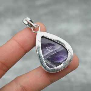 Collier pendentif en améthyste violette, pierre précieuse naturelle, argent sterling 926, bijoux faits à la main, cadeau élégant - Product Image 6