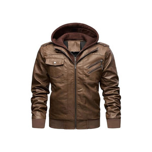 แจ็กเก็ตหนังแท้สำหรับผู้ชายเสื้อผ้าลำลองมีซิปเต็ม - Product Image 6