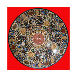 Beautiful Marble Inlay With Fully Polished Finish Dining Table Top - Product Image 1