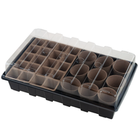 Kit de démarrage pour semis en plastique biodégradable, 20 alvéoles, noir transparent, pots de serre rectangulaires pour plateaux de pépinière