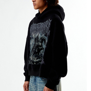 Sudadera con Capucha para Hombre, Fabricantes de Ropa, Sudadera Corta Holgada Personalizada, Estilo Urbano, Estampado Gráfico Vintage - Product Image 3