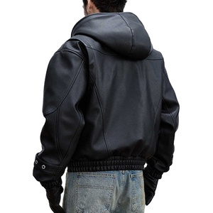 Chaqueta de Cuero Genuino Estilo Motero Retro Urbano, Diseño Personalizado OEM al por Mayor, Chaqueta de Cuero Negra Holgada Estilo Y2K - Product Image 6