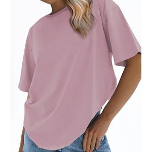 T-shirt pour femmes en vente chaude, coton et polyester, léger, décontracté, streetwear, couleur unie, coupe ample, personnalisable, OEM, vente en gros - Product Image 3