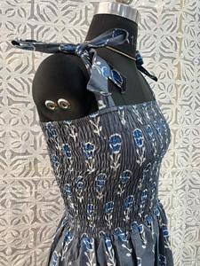 Jaipuri Vestido largo de algodón hecho a mano para mujer estampado de bloques indios silueta suelta cintura Natural peso ligero para ropa de fiesta - Product Image 4