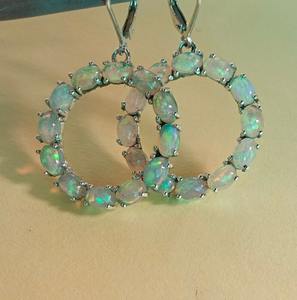 Haute qualité filles mode pierres précieuses boucles d'oreilles pour femmes opale pierres précieuses boucles d'oreilles 925 solide en argent Sterling balancent bijoux en argent - Product Image 3