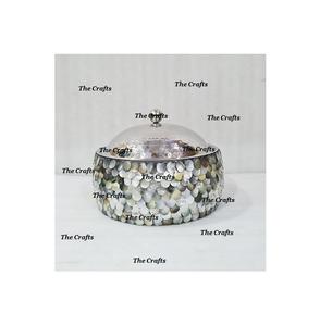 Marmite en acier inoxydable martelé avec nacre forme ronde marmite en Inde - Product Image 6