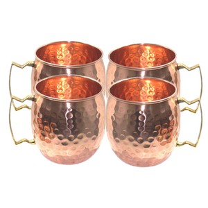 <b>Copper</b> Moscow Mule Beer Mugs Hand Hammered <b>Cups</b> Capacity 16 Ounce Pack of 4 Best for Parties Capacity Approx 500 Ml - Product Image 2