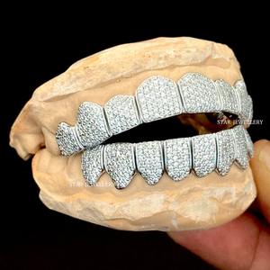 Bijoux STAR, grille dentaire unisexe en argent sterling 925, moissanite taille brillant VVS-VS, classique, glacée, à porter tous les jours - Product Image 1