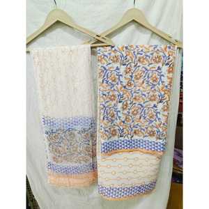 Hand <b>Block</b> <b>Print</b> Cotton Ladies Gown Chiffon Dupatta Modern Ethnic Style Pakistani-Indian-Traditional-Modern Hand Drawn Stitched - Product Image 1