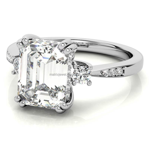 Emerald Cut Moissanite Engagement <b>Infinity</b> Crossover Halo Engagement Anniversary Gift Ring for Women Beautiful Wedding Jewelry - Product Image 3