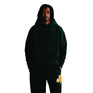 Conjunto de sudadera con capucha y pantalones de chándal de lana con estampado de gran tamaño de 400g de alta calidad Patrón de araña bordado Diseño de gota de hombro en blanco - Product Image 2