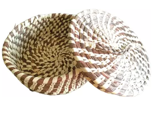 Bas prix multicolore tissé à la main conceptions apaisantes panier d'herbe en osier naturel Moonj avec couvercle pour la décoration de la maison - Product Image 6