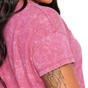 T-shirt pour femme 100% coton, style vintage, imprimé 3D moelleux, lavage à l'acide, personnalisable - Product Image 5