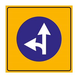 Señal de Tráfico Reflectante Obligatoria para Giro a la Izquierda, 90x90 cm, TT-35h, Señal de Advertencia de Seguridad de Acero - Product Image 1