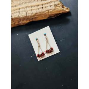 Pendientes Colgantes Zuni Hechos a Mano con Múltiples Piedras y Plata de Ley, Diseño Geométrico, para Regalo - Product Image 4