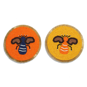Sous-verres style abeille industrielle, faits main en perles de riz, avec logo et taille personnalisés gravés, écologiques, décoration de bureau, cadeau - Product Image 1
