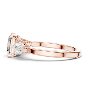แหวนหมั้นเพชรทรง Asscher 3 เม็ด สำหรับผู้หญิง ความใส VVS-VS สี EF ทอง 18KT, 14KT, 10KT และเงิน 925 - Product Image 4