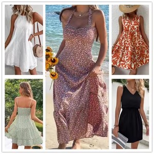 批发女式休闲连衣裙 2025 夏季时尚花卉印花宽松中长连衣裙 - Product Image 2