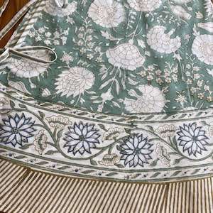 Ridhi nueva llegada viejo musgo verde indio Floral mano bloque impreso puro algodón árbol de Navidad falda granja al aire libre decoración del hogar - Product Image 4