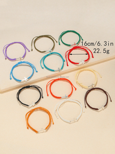 Bán buôn bán 12 Cái/Bộ Tôn Giáo crucifix Vòng đeo tay thiết lập Boho dây chuỗi Bangles Công Giáo vài bện qua lớp Vòng đeo tay - Product Image 4