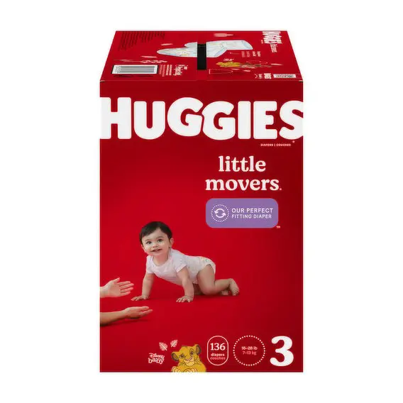 حفاضات أطفال Huggies للاستعمال مرة واحدة - حفاضات أطفال Huggies للاستعمال مرة واحدة صغيرة الحجم، امتصاص معتدل