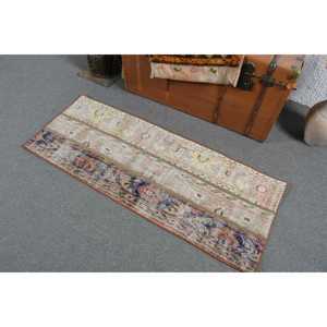 Alfombra Turca Vintage, Alfombra de 1.8x4.6 pies, Alfombra Floral Azul y Roja - Product Image 4