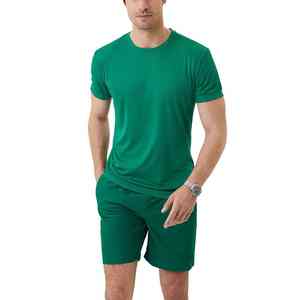 Ensemble court pour homme avec logo personnalisé, 100% coton, respirant, t-shirt à manches courtes et short, vêtements pour homme, ensemble court 2 pièces pour homme - Product Image 6