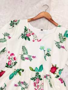 เดรสยาวทรงเอไลน์สำหรับผู้หญิง - ดีไซน์ระบายชั้นๆ แขนพอง ลายพิมพ์สไตล์ชาติพันธุ์สีสันสดใส เหมาะสำหรับแฟชั่นฤดูร้อน - Product Image 6