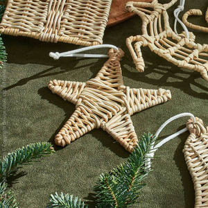 Decoración navideña de granja 2024, adorno colgante de árbol de campana de Navidad de mimbre Natural, colgante de campanas de ratán para decoración del hogar - Product Image 6