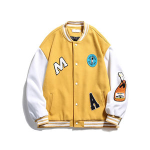 Autumn Winter Men's Varsity Jacket Custom Logo Front Stand Collar Eco-Friendly Breathable Windproof Quick Dry Polyester Cotton - Product Image 6