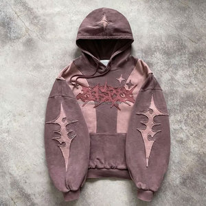 Sweat à capuche surdimensionné pour homme en molleton de coton premium avec impression de dessin animé brodée personnalisée pour les manches, hiver - Product Image 2