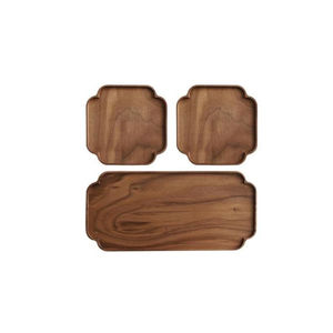 Ensemble de 3 plateaux de service en bois d'acacia massif, plateau de table basse décoratif, plateau à petit-déjeuner, plateau à dîner, plateau à dessert, plateau à nourriture, vente - Product Image 1
