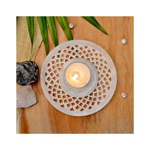 Bougie chauffe-plat en marbre avec motif mandala, porte-bougie artisanal pour la décoration de la maison, fait main - Product Image 1