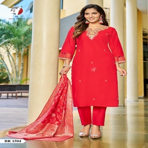 Soie modale de haute qualité avec pantalon Kurti travaillé à la main et fabricant et fournisseur Dupatta de l'Inde au taux le plus bas - Product Image 1