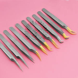 Nouvelle pince à épiler pour extensions de cils à pointe en fibre, 90 degrés, forme de lune, isolation Mega Boot, en acier inoxydable - Product Image 1