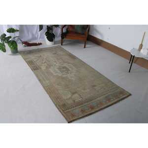 Alfombra Vintage de 3.6x7.8 pies, Alfombra Oriental Marrón de Lana - Product Image 1