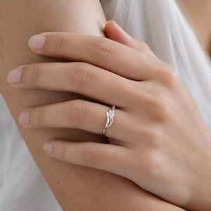 Oval Cut Moissanite Moon Fashion <b>Ring</b> in <b>Gold</b> Plated Rhodium with GRA Certificate - Product Image 2