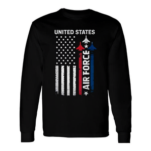 T-shirt patriottica a maniche lunghe dell'Aeronautica Militare degli Stati Uniti con bandiera americana del 4 luglio per uomo e donna, magliette promozionali - Product Image 2