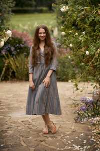 Swamini Handloom Cotton <b>Wrap</b> Dress Grey Blue Ethical Fashion - Product Image 2