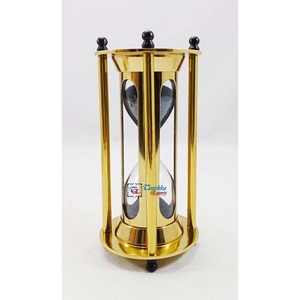 Personnalisé Style Nautique Fait Main Rectangle 10min Décoration Sablier Bureau Noir Sable Minuteur Or Laiton Poli - Product Image 5