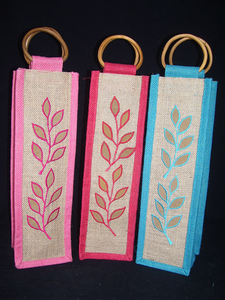 Sac de bouteille de vin en jute Poignée de canne Porte-sac de bouteille de vin en jute Bouteille unique Sac fourre-tout de vin en jute - Product Image 2