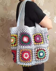 Sac à main à bandoulière en tricot de grande taille Granny Square Tole, sac fourre-tout esthétique à motif de crochet fait à la main pour filles OEM Made In Vietnam - Product Image 4