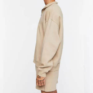 Wholesale 2025 Men Custom Half Quarter Zip Fleece <b>Crewneck</b> Blank Long Sleeve Cotton Unisex Pullover Zip up Sweatshirt - Product Image 3