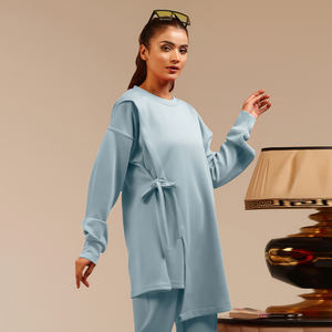 Tunique longue décontractée pour femme, style islamique, coupe ample, toucher doux, avec liens latéraux, idéale pour le quotidien – Vente en gros - Product Image 2