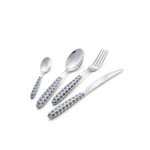 Ensemble de couverts en acier inoxydable de style américain raffiné 4 pièces avec poignées noires classiques en argent de haute qualité - Product Image 2