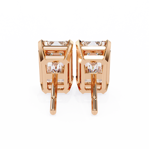 Boucles d'oreilles en or jaune 18 carats certifiées IGI Double sertissage de pierres émeraude cultivées en laboratoire - Product Image 4