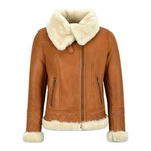Veste pour homme en peau de mouton marron, véritable peau de mouton, sherpa, doublure en fausse fourrure, aviateur, pilote, hiver, chaude, bomber - Product Image 1
