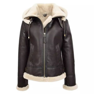 Veste bomber en cuir et fourrure pour femmes de qualité supérieure en gros |   Veste en cuir chaude pour l'hiver |   Fabricant de vestes bomber sur mesure OEM ODM - Product Image 2