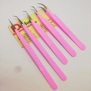 Pestañas de alta calidad sostenibles, herramientas de belleza para pestañas, pinzas para pestañas recubiertas de Color rosa, pinzas personalizadas de gran venta para pestañas - Product Image 1